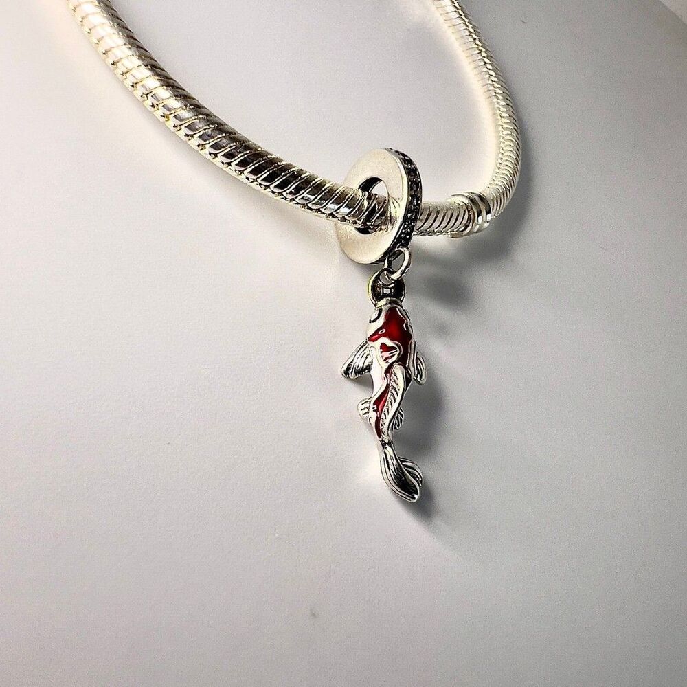 Lucky Koi Fish Lucky Carp S925 Sterling Silver Pandora Moments Compatible Charm - Picture 2 of 10